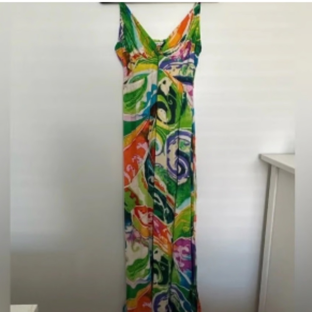 Jam's World long Dress, featuring vibrant original print that bursts with color
